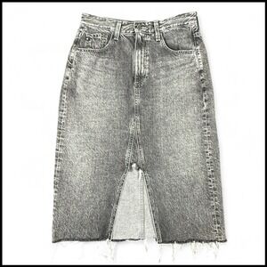 AG Adriano Goldschmied Haruko Vintage A-Line Midi Denim Skirt Washed Black 28R